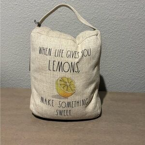 Rae Dunn Door Stopper "When life gives you lemons" Beige 9" X 8" New with Tags